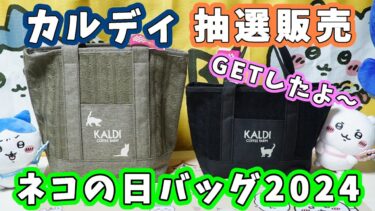 【カルディ】抽選販売の『ネコの日バッグ2024・ネコの日バッグプレミアム』をGETしたので紹介☆我が家の猫のお手伝い☆猫の食器が可愛すぎ～！　【福袋・猫の日・KALDI】